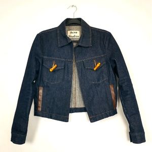 Acne Studios North Raw Leather Trim Denim Jacket
